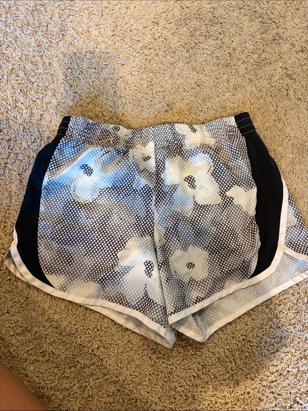 Juniors Danskin Floral Mesh Athletic Shorts in Black and White